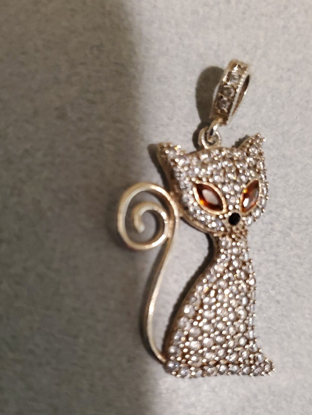 Silver Crystal Cat Pendant  - Sparkling Cat Charm